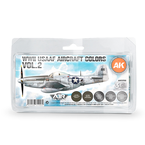 AK Interactive Air Series: WWII USAAF Aircraft Colors Vol.2 Acrylic Paint Set 3rd Generation