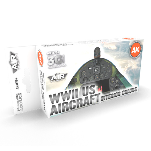 AK Interactive Air Series: WWII US Aircraft Interior Colors Acrylic Paint Set 3rd Generation