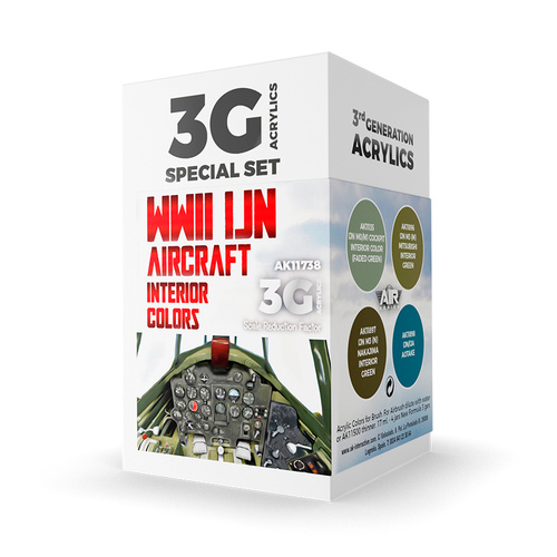 AK Interactive Air Series: WWII IJN Aircraft Interior Colors Acrylic Paint Set 3rd Generation