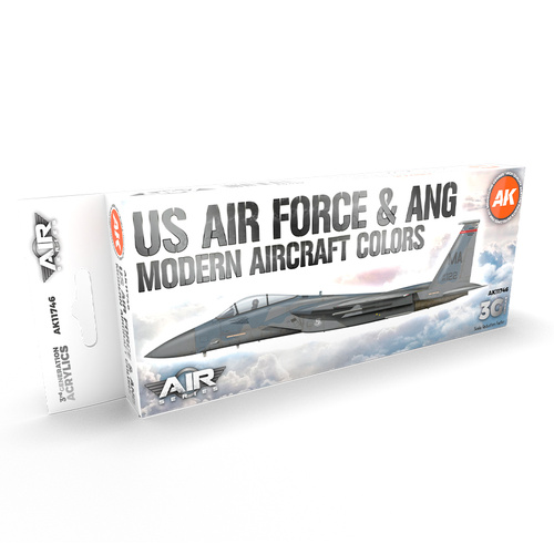 AK Interactive Air Series: US Air Force & ANG Modern Aircraft Colors Acrylic Paint Set 3rd Generation