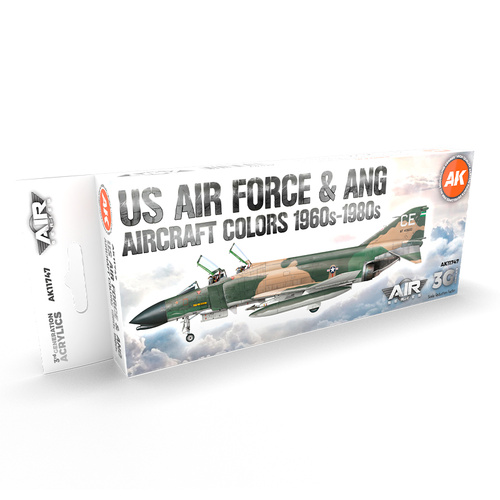 AK Interactive Air Series: US Air Force & ANG Aircraft 1960s-1980s Acrylic Paint Set 3rd Generation