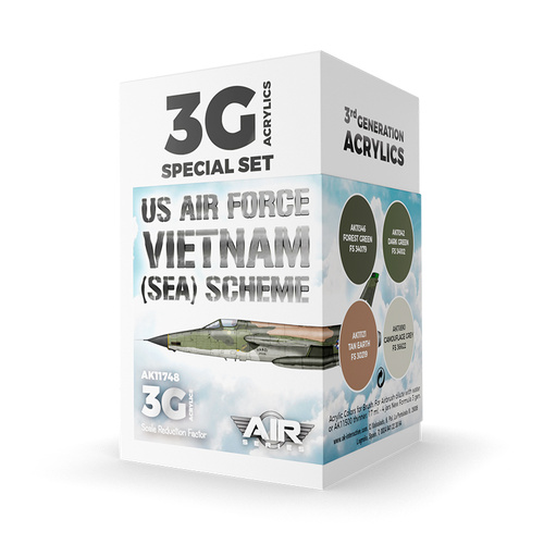 AK Interactive Air Series: US Air Force South East Asia (SEA) Scheme Acrylic Paint Set 3rd Generation