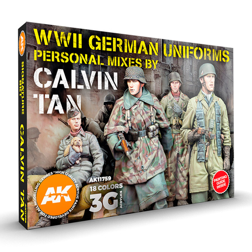 AK Interactive Signature Set: WWII German Uniforms - Calvin Tan Acrylic Paint Set 3rd Generation