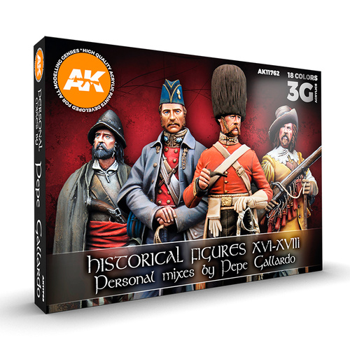 AK Interactive Signature Set: Historical Figures X. XVI-XVIII - Pepe Gallardo Acrylic Paint Set 3rd Generation