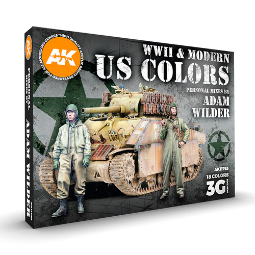 AK Interactive Signature Set: WWII & Modern US Colours - Adam Wilder Acrylic Paint Set 3rd Generation