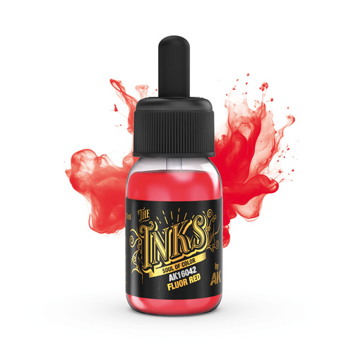 AK Interactive The INKS: Fluor Red 30ml Acrylic Ink