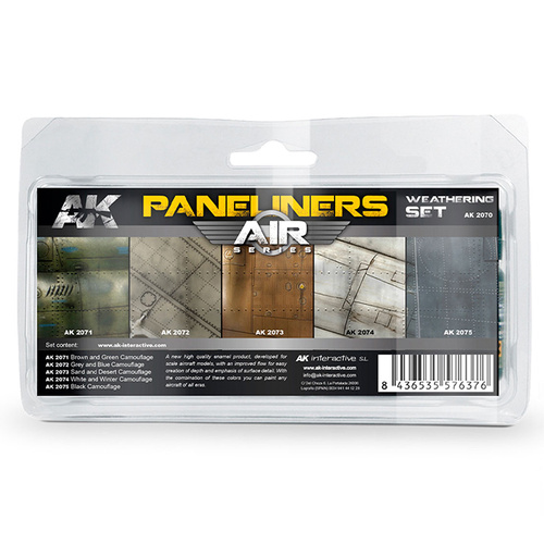 AK Interactive Weathering: Paneliners Weathering Enamel Paint Set