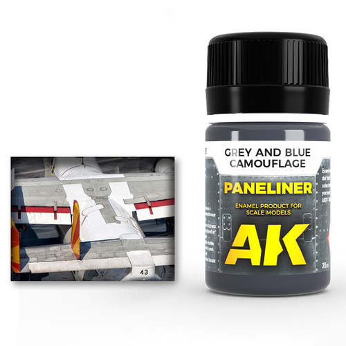 AK Interactive Weathering: Paneliner For Grey And Blue Camouflage 35ml Enamel Paint