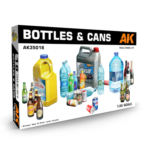 AK Interactive 1/35 Bottles & Cans Plastic Model Kit