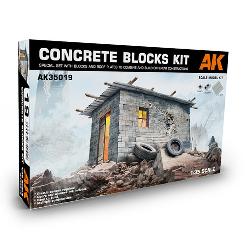 AK Interactive 1/35 Concrete Blocks Kit Scale Plastic Model Kit