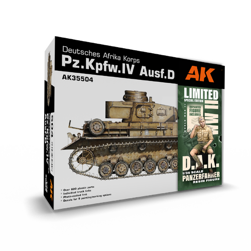 AK Interactive 1/35 Pz.Kpfw.IV Ausf.D Afrika Korps + DAK Panzerfahrer Plastic Model Kit