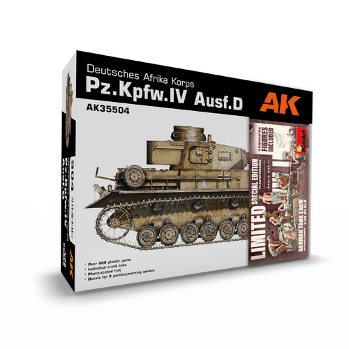 AK Interactive Pz.Kpfw.IV Ausf.D Afrika Korps + 5 Figures German Tank Crew Plastic Model Kit