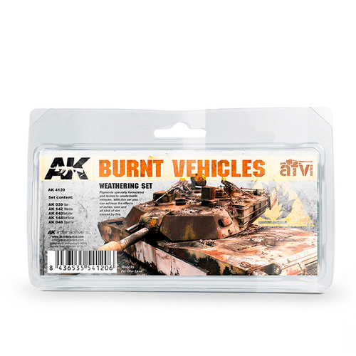 AK Interactive Weathering: Burnt Vehicles Enamel Paint Set