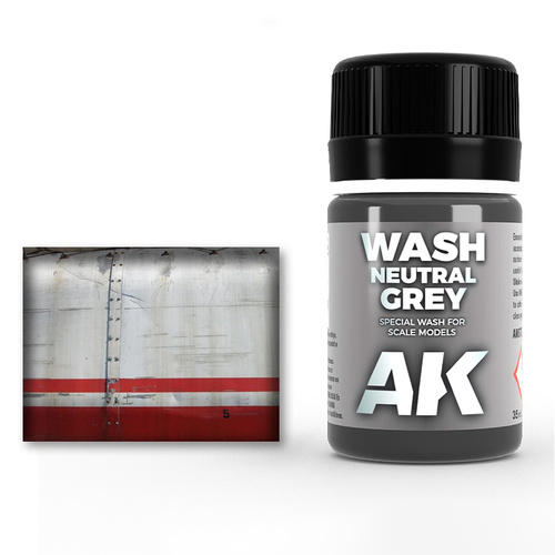 AK Interactive Weathering: Neutral Grey For White/Black Wash 35ml Enamel Paint