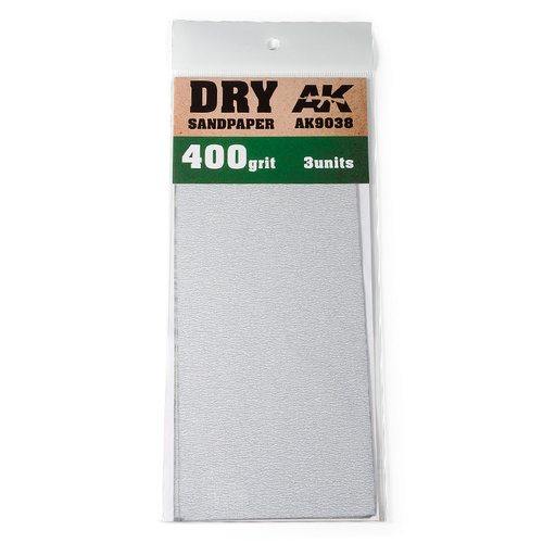 AK Interactive Dry Sandpaper 400 Grit. 3 units