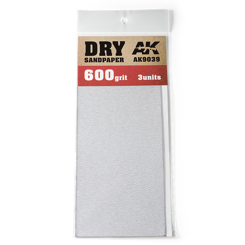 AK Interactive Dry Sandpaper 600 Grit. 3 units