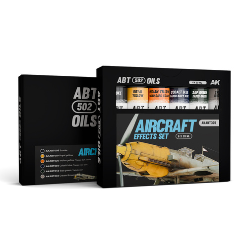 AK Interactive ABT 502: Aircraft Effects Oil Paint Set