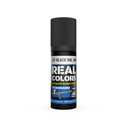 AK Interactive Real Colors: Flat Black RAL 9005 - 17ml Lacquer Paint