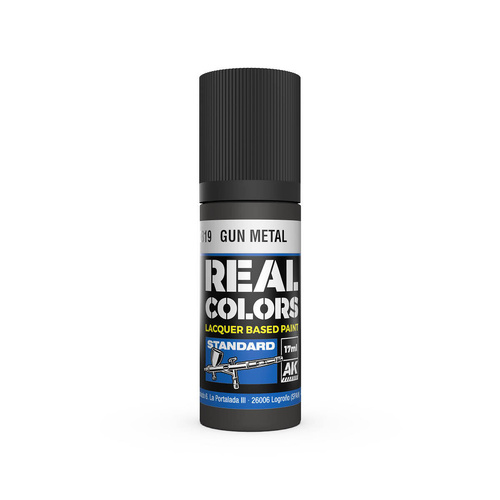 AK Interactive Real Colors: Gun Metal - 17ml Lacquer Paint