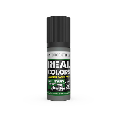 AK Interactive Real Colors: A-14 Interior Steel Grey - 17ml Lacquer Paint