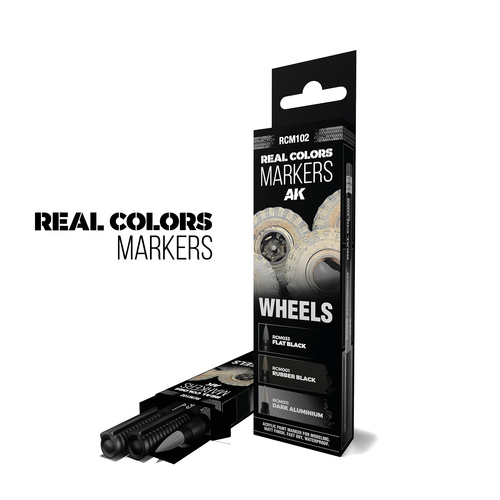 AK Interactive Real Colors Markers: Wheels - Set 3 Arcylic Paint Markers