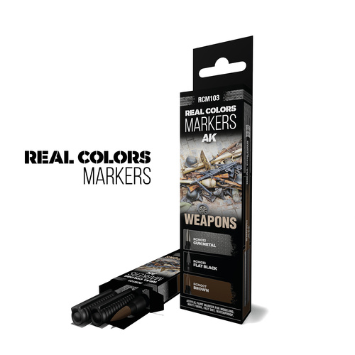 AK Interactive Real Colors Markers: Weapons - Set 3 Arcylic Paint Markers