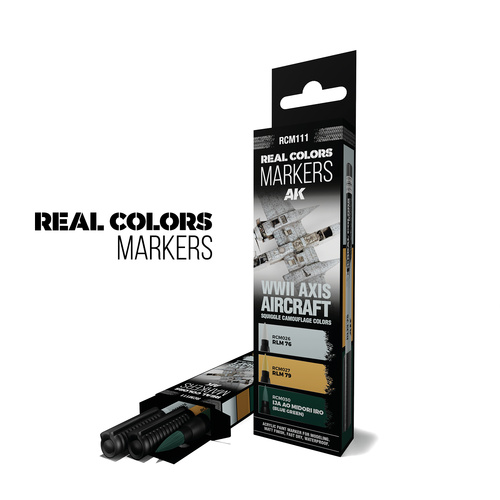 AK Interactive Real Colors Markers: WWII Axis Aircraft Squiggle Camouflage Colors - Set 3 Arcylic Paint Markers