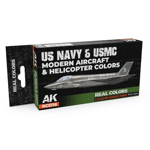 AK Interactive Real Colors Set: US Navy & USMC Modern Aircraft & Helicopter Colours