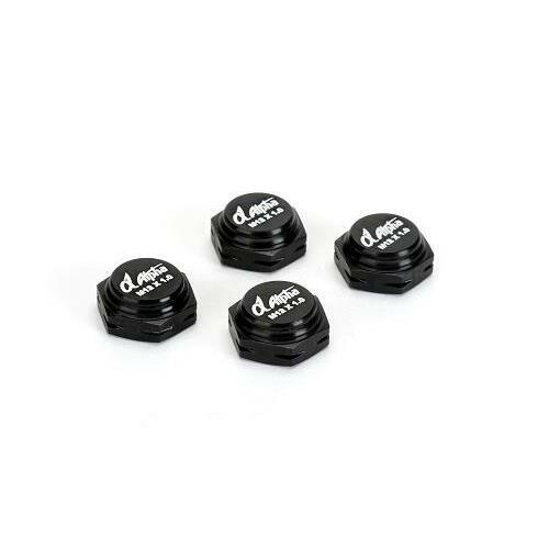 Alpha Serrated Cap Nut M12*1.0 Black (4pcs)-Alumina material with Alpha logo