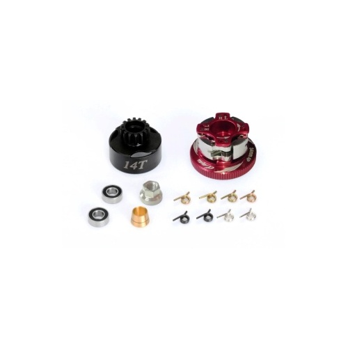 Alpha 14T Clutch Bell with 4 Shoe Clutch Flywheel Combo Set (Red)