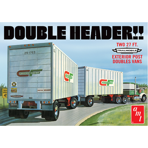 AMT 1/25 "Double Header" Tandem Van Trailers Plastic Model Kit