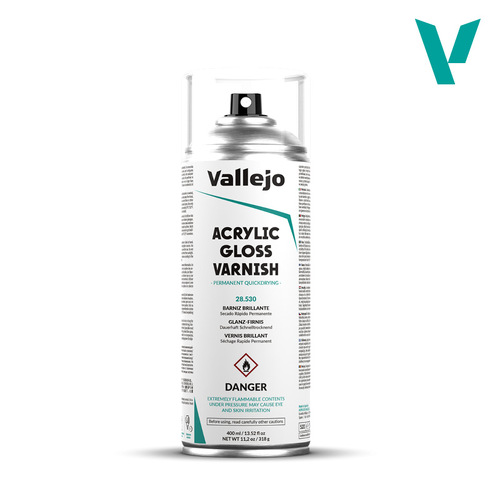 Vallejo Aerosol Gloss Varnish 400ml Hobby Spray Paint [28530]