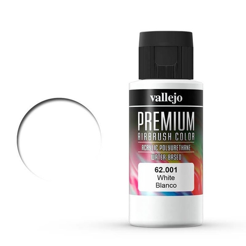 Vallejo Premium Colour White 60 ml Acrylic Airbrush Paint [62001]