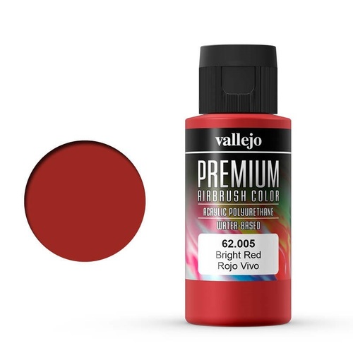 Vallejo Premium Colour Bright Red 60 ml Acrylic Airbrush Paint [62005]