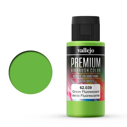 Vallejo Premium Colour Fluorescent Green 60 ml Acrylic Airbrush Paint [62039]