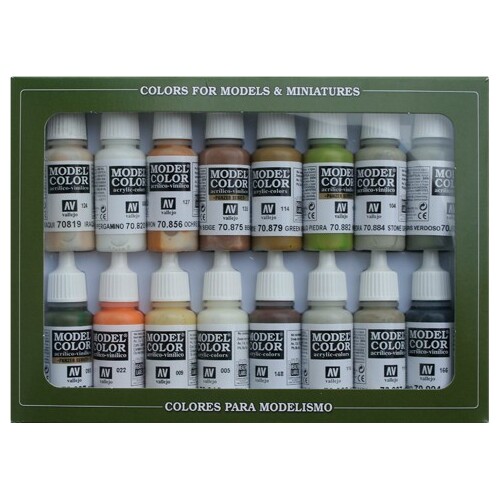 Vallejo Model Colour: Earth Tones (16 Colours) Acrylic Paint Set