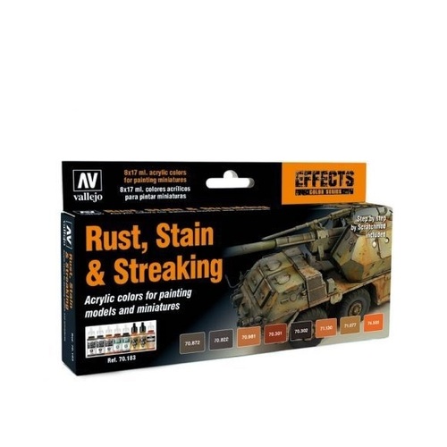 Vallejo Model Colour: Rust, Stain & Streaking by Scratchmod (8 Colours) Acrylic Paint Set