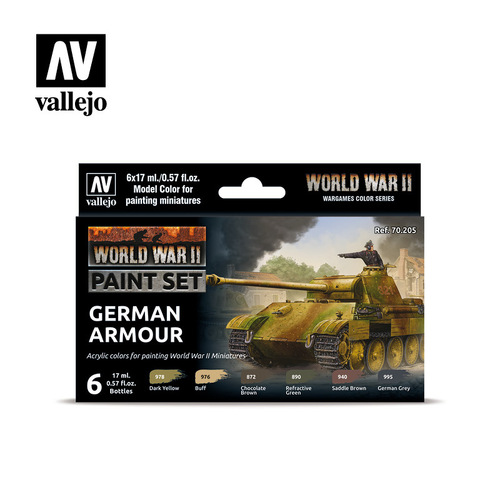 Vallejo Model Colour: German Armour WWII (6 Colours) Acrylic Paint Set