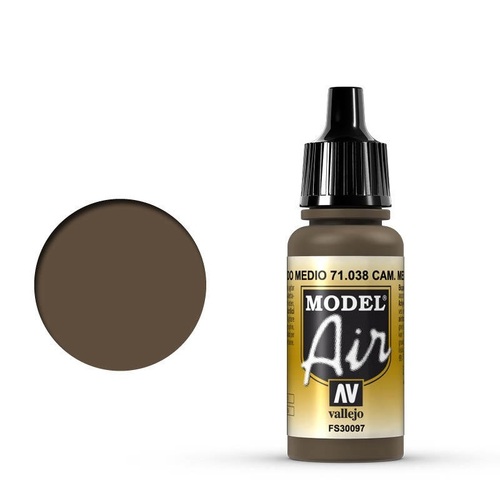 Vallejo Model Air Cam Medium Brown 17 ml Acrylic Airbrush Paint [71038]