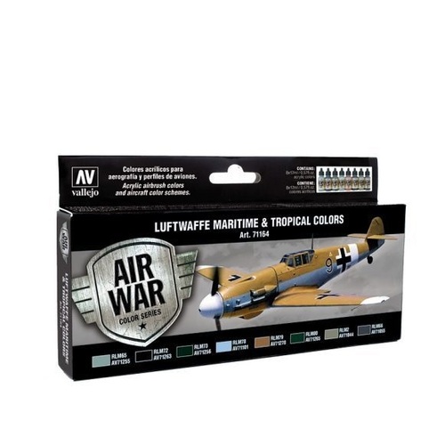 Vallejo Model Air Luftwaffe Maritime and Tropical Colors Colour Acrylic Airbrush Paint Set [71164]