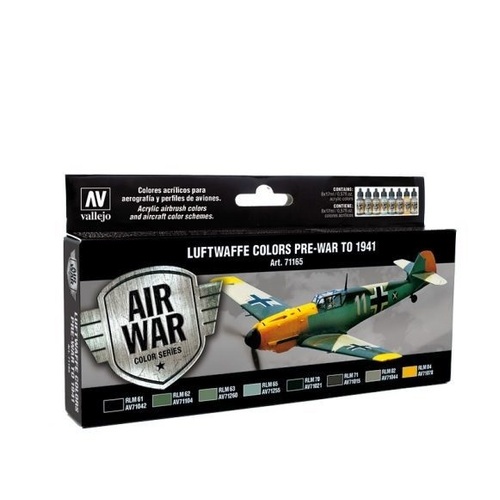 Vallejo Model Air Luftwaffe Pre-War to 1941 Colour Acrylic Airbrush Paint Set [71165]