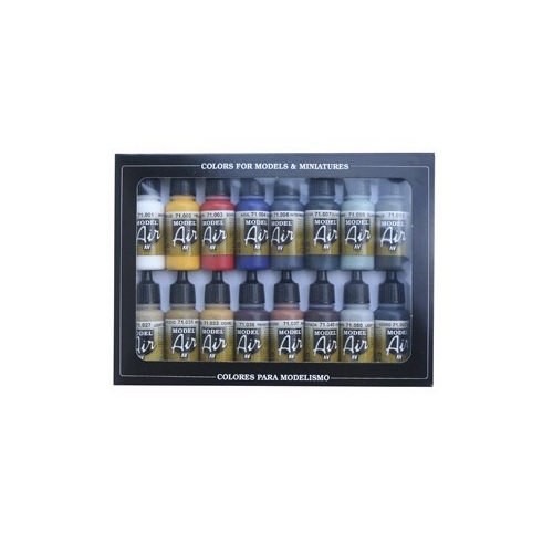 Vallejo Model Air Basic Colors 16 Colour Acrylic Airbrush Paint Set [71178]