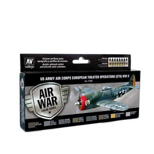 Vallejo Model Air US Army Air Corps European Theater Op (ETO) WWII Colour Acrylic Paint Set [71182]