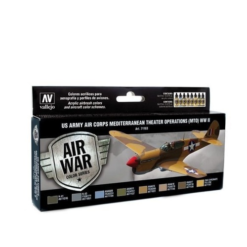 Vallejo Model Air US Army Air Corps Mediterranean Theater Op (MTO) WWII Acrylic Paint Set [71183]