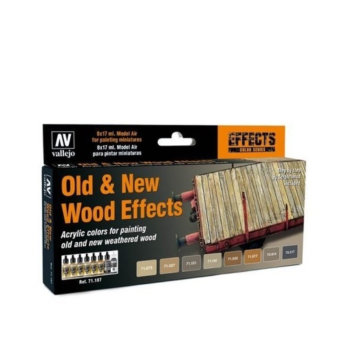 Vallejo Model Air Old & New Wood Effects Colour Acrylic Airbrush Paint Set [71187]