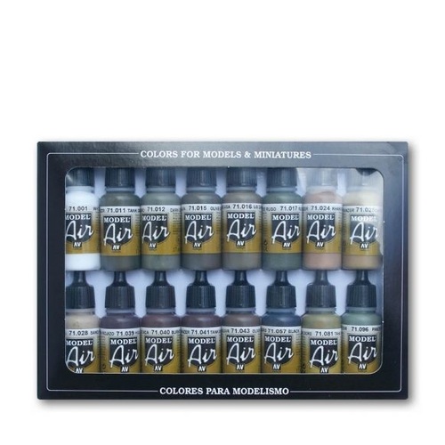 Vallejo Model Air German/Allied WWII 16 Colour Acrylic Airbrush Paint Set [71190]