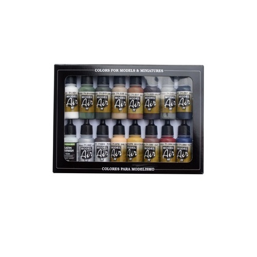 Vallejo Model Air Railway Colors 16 Colour Acrylic Airbrush Paint Set [71191]