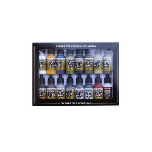 Vallejo Model Air Bulding Set 16 Colour Acrylic Airbrush Paint Set [71192]