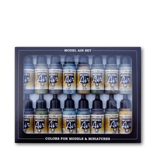 Vallejo Model Air RLM Colors 16 Colour Acrylic Airbrush Paint Set [71193]