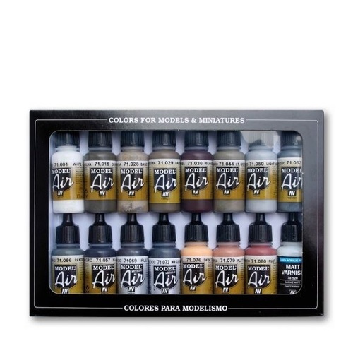 Vallejo Model Air Weathering Set 16 Colour Acrylic Airbrush Paint Set [71194]